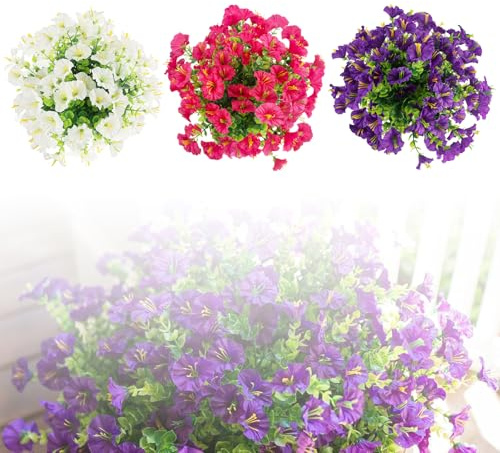 9 Mazzi Di Fiori Artificiali, Artificiali Decora Fiori Finti, Petunia Fiori Eucalipto Decorazione, Ai Raggi Uv Resistente Alle Intemperie, Per Interni Esterni Balcone Giardino Balcone Scatola Decora