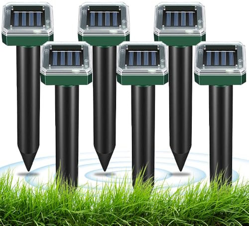 Lotvic 6 pezzi spaventapasseri a energia solare, spaventappi, arvicole per esterni, per respingere talpe e scoiattoli in prati e giardini