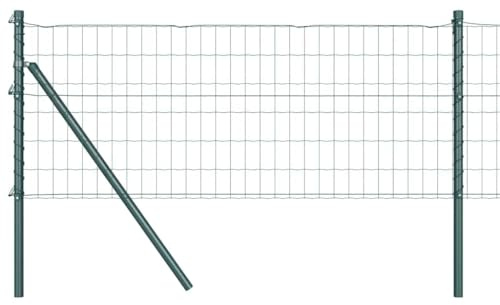 vidaXL Stängsel med stolpe Grön 0,4 x 10 m Stål och PVC, Trädgårds- och terrassstaket, moderna utomhuspaneler, hållbart skydd, stiligt avskildhet, praktisk set