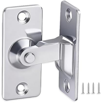 REMMUSSS Chiavistello, Chiusura per Serratura a 90 Gradi, Chiavistello per Porta in Legno, Gancio per Finestra con Viti di Montaggio per Porta Fienile, Armadio, Finestra, Argento