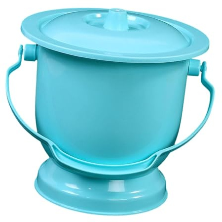 Woideklu Orinal con Escupidera Y Asa, Papelera Nocturna, Urinario con Tapa, Apto para Adultos Y Niños en El Hogar, Azul