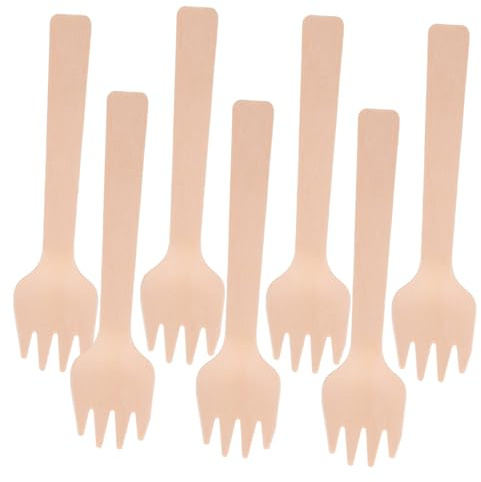 Didiseaon Ustensiles 100 Pièces 4 Pouces Fourchettes en Bois Naturelles Design Ergonomique Multi-usage pour Apéritifs pour Bistros et Restaurants pour Fruits