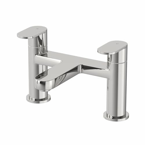 Architeckt® Lund Bathroom Bath Filler Mixer Tap Deck Mounted Round Twin Lever Handle for Bathtub Modern, Chrome