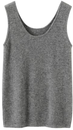 WEWE Damen 95% Kaschmir Rundhals RIPP Slim Pullunder,Grau,42