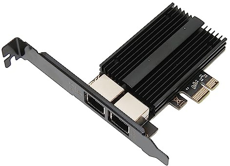 Denash Tarjeta de Red PCIe, Tarjeta Gigabit Ethernet de Doble Puerto de 2,5 Gbps con Soporte de Perfil bajo, para Servidor, Computadora de Escritorio, Computadora Portátil para Juegos,