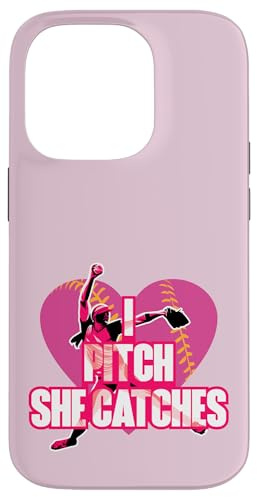 I Pitch She Catches Pichet de Softball Assorti Coque pour iPhone 14 Pro
