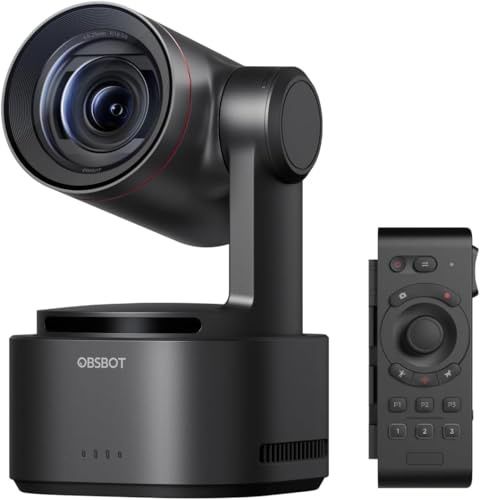 OBSBOT Tail 2 (NDI Activated) con Telecomando, Telecamera PTZR 4K 60FPS | 1/1.5 CMOS con Zoom Ottico 5x, Zoom Ibrido 12x, Tracciamento Automatico AI, Uscite Multiple HDMI/SDI/USB/IP per Eventi Live