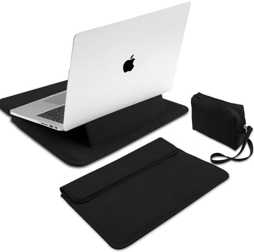 MiRowy 15-16 Zoll Laptop Sleeve Laptophülle, mit Standfunktion Laptoptasche, für MacBook Pro 16 (M5~M1, Pro/Max), MacBook Air 15 Zoll (M5~M2), für Samsung, XPS, Lenovo, HP 15-16 (Schwarz)