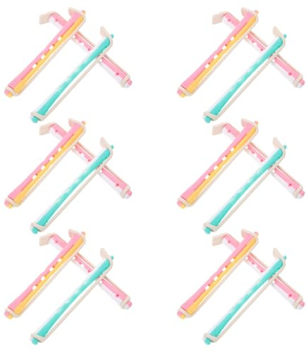 SAFIGLE Juego de 18 Varillas Pequeñas para Permanente sin Calor de 8,9 Cm, Varillas de Plástico para Ondas Frías en Cabello Corto y Largo, Rizadores de Permanente y Accesorios para