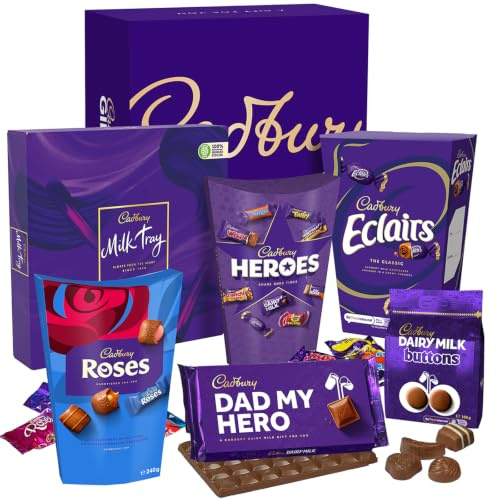 Cadbury Dad My Hero Chocolate Sharing Hamper for Father's Day - Milk Tray, Roses, Heroes, Dairy Milk Buttons. Gift for Birthday, Father's Day, Mother's Day, Thank you