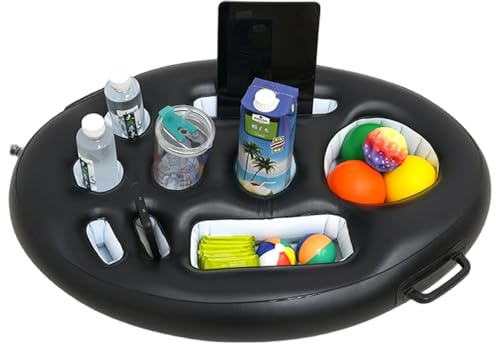 Hbbgdiy Inflatable Pool Bar Cooler Tray 29.5×19.7×4.7in, Floating Drink & Snack Holder with Handles for Pool Parties, Beach & Hot Tub, Multi-Purpose Waterproof Float Table