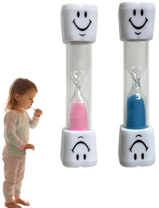 Set de 2 Relojes de Arena para，Temporizador de 3 Minutos para Cepillado de Dientes, Oficina y Juegos，Diseño Colorido y Seguro para educación del Tiempo, gestión efectiva, Colores Rosa y Azul.
