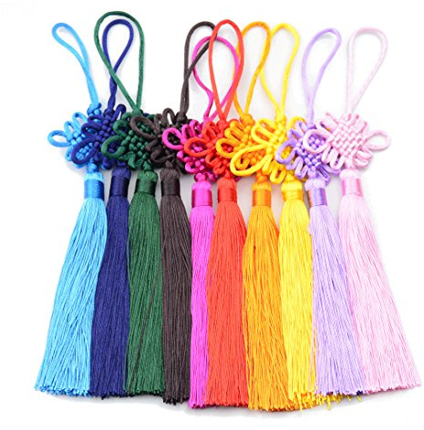 10 Stücke 8,5 Zoll Handgemachte Silky Floss Chinesische Quaste mit Satin Seide Gemacht Chinesische Knoten für Tür und Auto Übergabe Dekoration, DIY Handwerk (Gemischt 10) | 21.6cm Handgemachte Satin Seide Quasten für Tür,Auto,Haus Dekoration und DIY Handwerk Zubehör