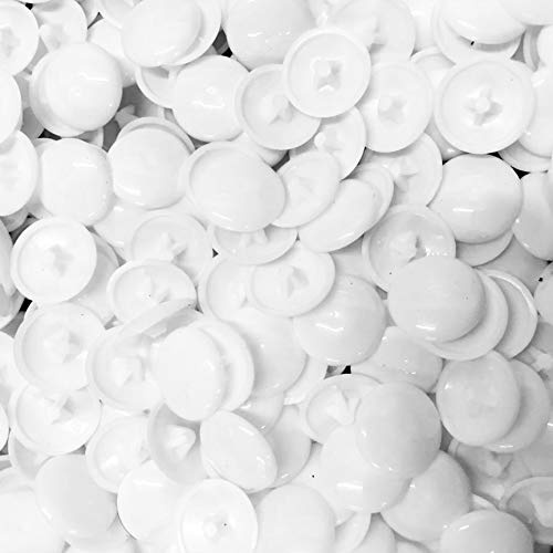 25x White Plastic Crosshead Screw Cover Caps 10mm Pozi Push-On Fit Covers Natural Dark Colour for Furniture, Cabinets, Cupboards Etc