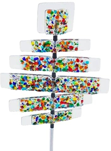 Gartendeko Gartenstecker beweglich Glas Skulptur Design Farbentraum