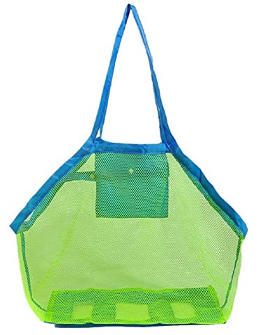 EXKOKORO Ultra Large Mesh Beach Bag Tote, Beach Toys Organizer Storage Bags, Toys & Shell Bag Stay Away from Sand the Beach, Green, Pack Of 1