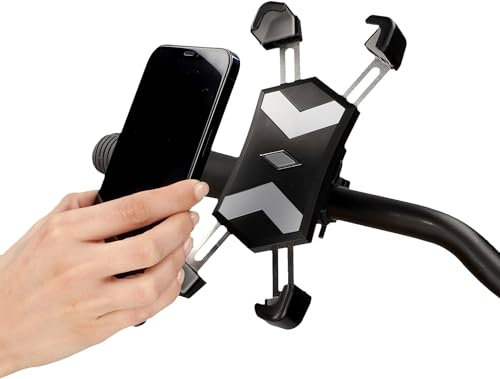 Fischer Fahrrad Smartphonehalter Spider, sichert das Smartphone von Allen Seiten, 360°-Drehung möglich, einfach zu montieren, schwarz, 1 Stück