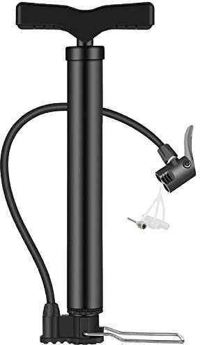 Taeku Pompa da Pavimento, Multifunzione 120 psi Portatile della Pompa per Bici MTB con Tubo Flessibile Adattatori per Presta e Schrader Valve per Bici Palle (Nero)