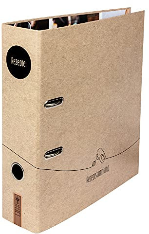 Leckerschmecker - Ordner Motiv Rezeptordner DIN A4 ca. 8 cm breit Rezept Rezeptbuch Küche Kraftpapier-Optik neutral beige