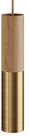 Tub-E14, Rohr aus Holz und Metall für Strahler mit E14 Lampenfassung mit Doppelklemmring - Neutral - Bronze satiniert