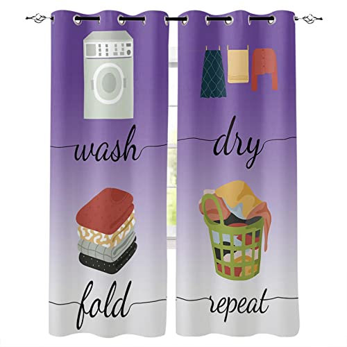 MTBDDyyds Verdunkelungsvorhänge 3D Drucken 280X260Cm Lila Waschmaschine Trinken Verdunklungsvorhänge Kinderzimmer 2 Stück Vorhang Blickdicht Ösenschal Kindergardinen Junge Verdunklungsgardine