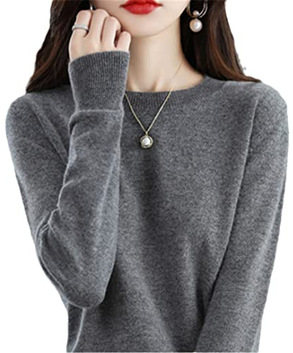 100% Lana Cashmere Maglione Delle Donne Sciolto Casual Lavorato A Maglia Girocollo Pullover Autunno E Inverno Maglione grigio9 M