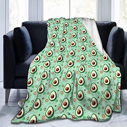 3D Kuscheldecke 130x150 Avocado Warme Decke Grün Flanell Fleecedecke Süße Frucht Flauschig Weich Wohndecke für Sofadecke Couchdecke Sofaüberwurf Bettüberwurf