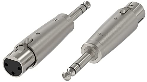 GEEKRIA für Creators XLR-Buchse auf 6,35 mm (1/4 Zoll) TRS-Stecker Mikrofonkabel-Adapter, kompatibel mit Shure SM57, SM7B, MV7, PGA48, Behringer xm8500 (Silber, 2er-Pack)