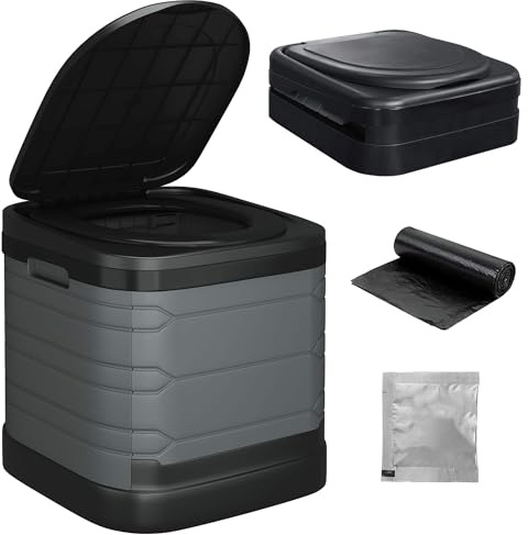 TESPHAN Campingtoilette Faltbar, Großformat Mobile Toilette, Die Trockentoilette Camping ohne Chemie für Outdoor Camping, Festival, Stau, Zelten