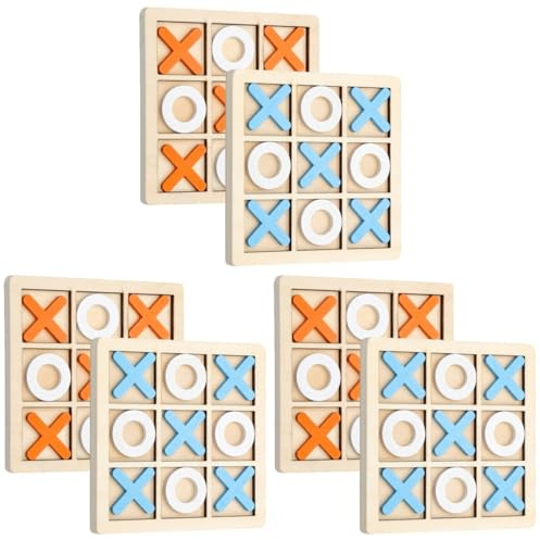 TOYANDONA 6 Juegos Tres En Raya De Madera Juguetes De Juego De Ajedrez Mesa De Juego Familiar Juguetes del Juego De Tablero De Ajedrez Niño Pequeño Clase Secundaria Juego De Mesa
