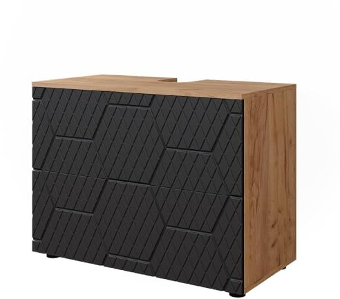 Vicco Waschbeckenunterschrank Irma Anthrazit mit Wabenstruktur 80x58.6 cm | mit 2 Schubladen, geeignet für Waschtische mit Siphonaussparung
