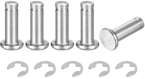 QUARKZMAN 5 Stück M6x18mm Zylinderstifte 304 Edelstahl Zylindrische Stifte Wellensicherungsstift, Flachkopf Stift Scharnierzylinder-Positionsstift mit E-Clip Sicherungsring, Silber
