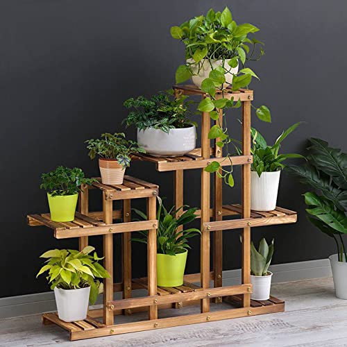 Plant Step Ladder Shelf, Wooden Garden Rack Indoor Outdoor Flower Pot Holder Light And Water Permeable Flower Display Rack, 6/8 Tier Flower Pot Holder For Living Room Balcony Lawn Bedroom