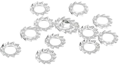 sourcing map 100 rondelle di bloccaggio a stella per denti esterni, in acciaio zincato M5, rondelle di bloccaggio seghettate esterne per dispositivi di fissaggio per apparecchiature meccaniche,