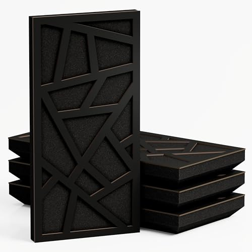 Pack de 4 paneles acústicos estrechos para absorción y difusión | 50 x 25 cm | Difusión - Reflexión - Insonorización | Modelo-Grosor-Color: [SKYROSS - 33mm | Negro]