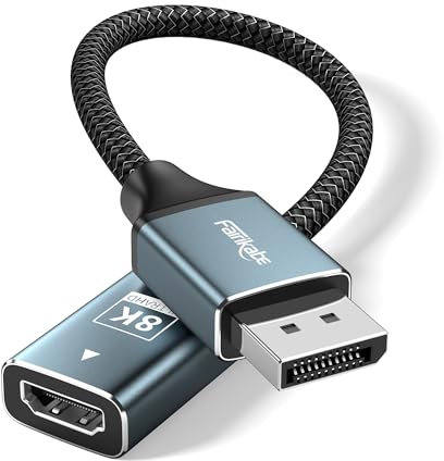 Adattatore da DisplayPort 1.4 a HDMI 2.1, 8K 60Hz / 4K 120Hz Unidirezionale DP a HDMI per PC, Dell, HP, AMD, NVIDIA