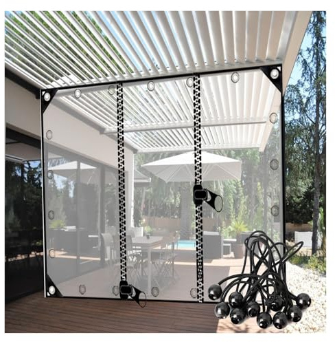 ZHZHXR Klare Zeltplanen mit Ösen, Reißfest Wetterfeste Plane, PVC-Kunststoff-Plane mit Reißverschluss-Tür für Terrasse, Gärten (2x2m)