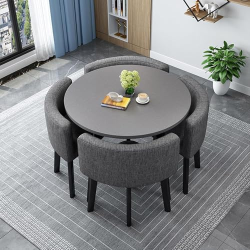 Generisch Modernes rundes/quadratisches Esstisch-Set mit 4 Stühlen Mode Multifunktional Küchentisch Set aus Holz für Wohnzimmer Empfangs Konferenztisch,21