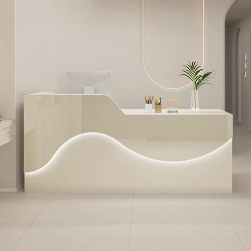 GUAWJRZDP Rezeptionstheke, Empfangstresen, Empfangstheke, Rezeption mit Tresen, Messetheke mit Abschließbarer Schublade, Kassentisch Für Geschäfte, Salons, Empfangsräume(Beige,120cm/47.2in)