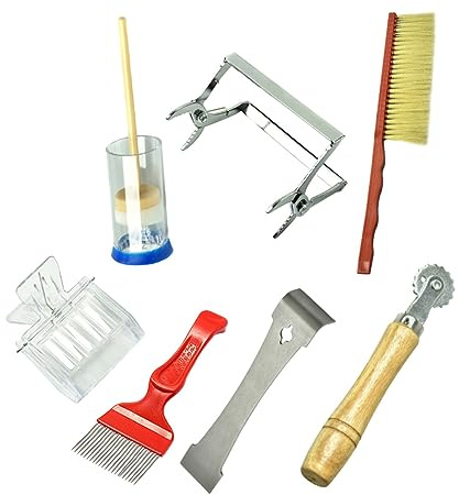 IWOWHERO Beekeeping Tools Set 7pcs Kit for Queen Catcher Marker Brush Apiculture Honey Tools Lightweight Portable Beehive Supplies