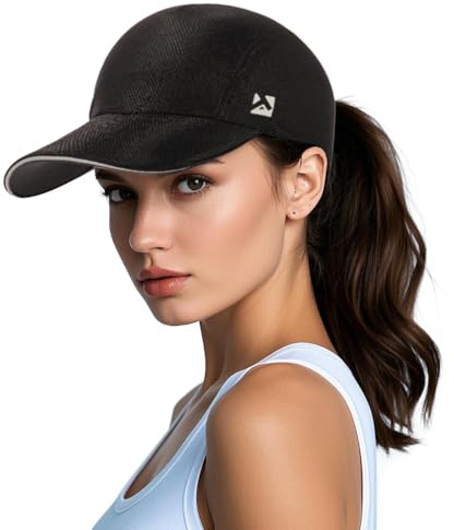 TOP-EX XL/XXL Ponytail Baseball Caps für Damen Atmungsaktiv Cooling Baseballkappe Sonnenschutz Leicht Golf Sonnenhut Tennis Running Sommerhut Schwarz X-Large