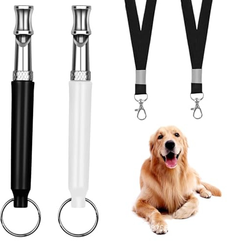 WLVinson 2 STK Hundepfeife,Erziehungshilfen für Hunde Pfeifen,Metall Pfeife Hund,Dog Whistle & Pfeife Hunden Tragbar mit Lanyard Einstellbare,für Hundetraining