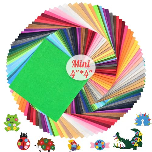 40 Pcs Vibrant Colored Craft Felt Fabric Mini Sheets(4in*4in)- Non-Woven Eco-Friendly Craft Felt Sheets for DIY Projects, Sewing & Kids Art Supplies Multipurpose Felt Squares for Crafting