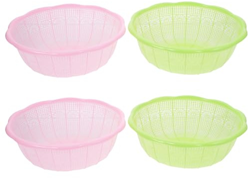 TIDTALEO 4 pcs Rice Washing Bowl Set Plastic Rice Sieve Basin Fruit and Vegetable Washing Basket Colander for Draining and Dough Kneading Kitchen Storage Tool
