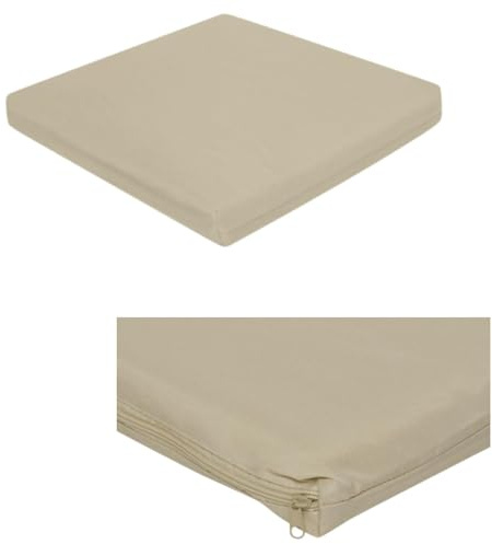Soodie&Zuzu's Seat Pad Cushion Waterproof Chair Cushions Padding Dining Chair Home Office Shop Indoor Outdoor Patio Garden Furniture Polyester Bonded Fibre Seat Pads 43x47x5cm (Beige, Pack of 4)