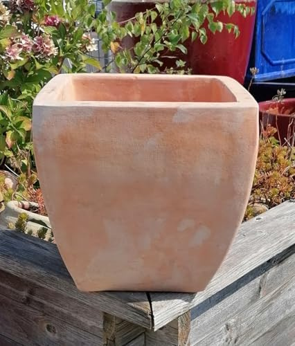Generisch Neu !! Schöner quadratischer Blumentopf ca. 27 x 27 cm aus rötlichen Terracotta Terrakotta Garten Deko Blumenkübel Pflanztopf Übertopf