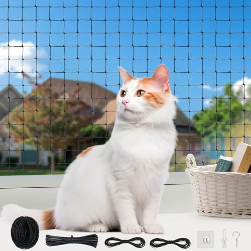 selizo Katzennetz Für Balkon, 2x3m Katzennetz Drahtverstärkt Ist Robust, Katzennetz Für Balkon Bohren Bissfest Balkonnetze Für Katzen Zur Sicherung Von Balkon, Terrassen, Fenstern, Dachluken, Türen