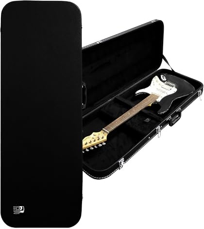 BRIFT Electric Guitar Hard Case, Heavy-Duty Hard-Shell for Fender Strat/Tele, Multi-Layer Protection with PVC Shell & Plush Interior, Includes Storage Compartment,Black
