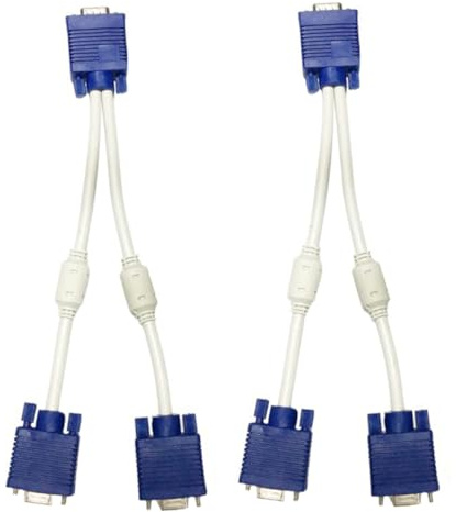 HEALSOPTHY Cable Divisor Vga Macho a Doble Hembra, Adaptador para Monitor Dual, Cable Vga 0,3 M, Conector para Duplicación de Pantalla, Uso en Computadoras y Monitores, Color Negro