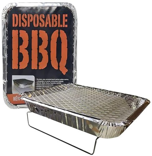 Lot de 2 barbecues jetables au charbon de bois – 30 x 25 cm, parfaits pour le camping, les pique-niques, la plage et les fêtes de jardin | Portable, léger et instantané, format de voyage compact